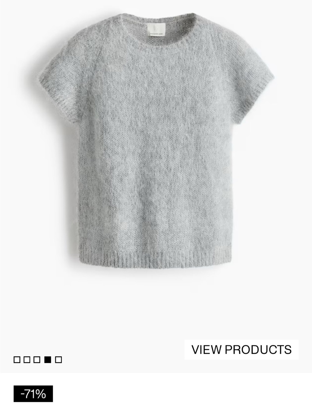 Soft Wool Short-Sleeve Crewneck Sweater - Light Gray